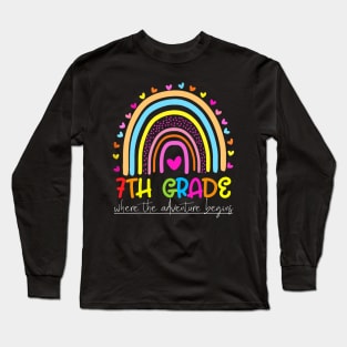 Rainbow 7th Grade Where The Adventure Begins Long Sleeve T-Shirt